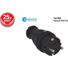 Kondel Aydınlatma Tp Electric 16A Kauçuk Düz Erkek Fiş 25’li Paket – Darbelere Dayanıklı Priz Fişi