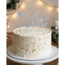 Mutlu Yıllar Pasta Süsü Seti - Mutlu Yıllar ve 3 Kar Tanesi - 3D Baskı