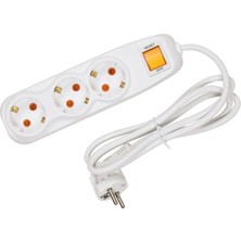 Nilson Akım Korumalı 3'lü Çocuk Korumalı Anahtarlı Grup Priz - Beyaz - 1,5 M