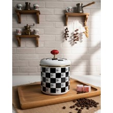 Feyza Design Şekerlik ve Baharatlık Emaye Dama Desenli 11 Cm, Şık ve Kullanışlı Ürün