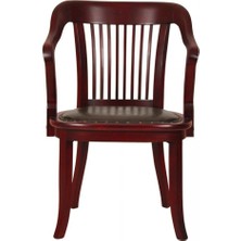 Masifart Network Bekleme Koltuğu Ahşap Klasik Ofis Koltuğu Kızıl