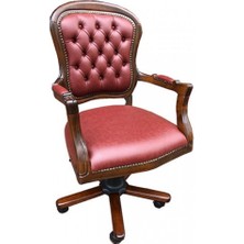 Masifart Adrian Ahşap Klasik Ofis Çalışma Koltuğu Ceviz Makam Koltuğu