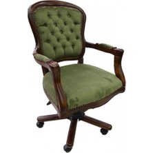 Masifart Mimoza Ahşap Klasik Çalışma Koltuğu Ceviz Ofis Koltuğu