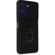 Eco Port Vivo Y35 Kılıf Pars Lens Yüzüklü Silikon - Siyah