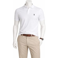 Polo Yaka Erkek Tişört Gri Kısa Kollu %100 Pamuk Slim Fit Nakış Logolu Basic Polo T-Shirt