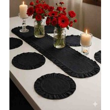 Ayzen Home Duck Kumastan Fırfırlı Runner ve Fırfırlı Supla Takımı 6 Olı ve 8 Li Secenekli