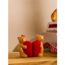 Feyza Design Sevimli Kalpli Ayı Figürlü Tuzluk, Renkli ve Şık Mutfak Aksesuarı