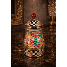 Feyza Design Şeffaf Porselen Detaylı Cam Kavanoz 750 Ml, Şık ve Dayanıklı Tasarım