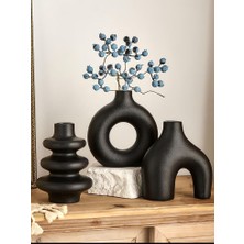 Szn Home Design Aura Design Seramik Siyah 3'lü Vazo Set Ev&ofis Dekorasyon