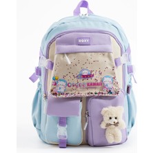 Roxy Kawaii Kore Tarzı Ayıcıklı Aksesuarlı Çok Bölmeli Çocuk Okul Çantası