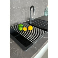 Feyza Design Primanova Lavabo Üstü Katlanabilir Mutfak Rafı Gri, Pratik ve Şık Kullanım