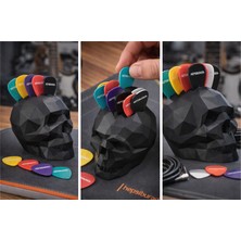 Asya3D Kuru Kafa Gitar Pena Tutucu – Low Poly Skull Pick Holder – Dekoratif Pena Standı