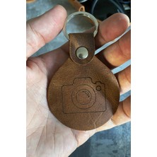 Pepuza Fotoğraf Makinesi Logolu Hakiki Deri Anahtarlık