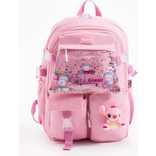 Roxy Stitch Kawaii Kore Tarzı Aksesuarlı Çok Bölmeli Çocuk Okul Çantası