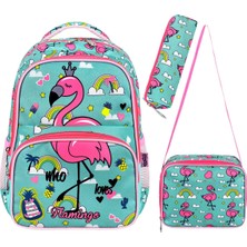 Roxy Lisanslı Flamingo 3'lü Set Ilkokul Çantası, Termal Beslenme Çantası ve Kalem Kutusu Seti