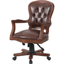 Masifart Larion Ahşap Klasik Ofis Çalışma Koltuğu Ceviz Makam Koltuğu