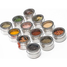 Feyza Design 12'li Mıknatıslı Çelik Baharatlık Takımı, Şık ve Pratik Kullanım