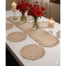 Ayzen Home Duck Kumastan Fırfırlı Runner ve Fırfırlı Supla Takımı 6 Olı ve 8 Li Secenekli