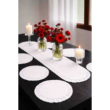 Ayzen Home Duck Kumastan Fırfırlı Runner ve Fırfırlı Supla Takımı 6 Olı ve 8 Li Secenekli