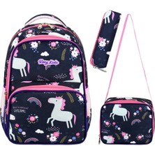 Roxy Lisanslı Unicorn 3'lü Set Ilkokul Çantası, Termal Beslenme Çantası ve Kalem Kutusu Seti