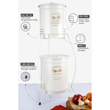 Feyza Design Iki Katlı Metal Sebze ve Patates Saklama Kovası Beyaz Renk