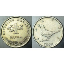 Banknoting Hırvatistan 1 Kuna 2009 Sansar ve Bülbül Temalı.