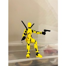 M&D Design Oynar Eklemli Hareketli Robot Oyuncak Aksiyon Figürü 3D Dummy 13 cm Sarı (Silah ve Kılıç Hediyeli)