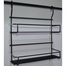 Feyza Design Paslanmaz Siyah Metal Iki Katlı Baharatlık Standı, Şık ve Dayanıklı Tasarım