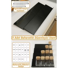 Feyza Design 4'lü Çekmece Içi Baharatlık Düzenleyici Siyah Stand