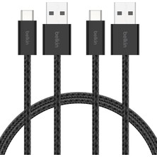 Hype Store 2'li Örgülü Usb-A - Usb-C Kablo, 1,5 M, 15 W, Yumuşak, Esnek ve Hızlı Şarj Kablosu, iPhone 16 ve 15