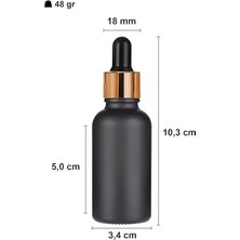 ml Mat Siyah Cam Damlalıklı Serum Şişesi 30 cc Renkli Metal Kapaklı Dropper Cam Şişe 2 Adet (Gold Yüzük | Siyah Lastik)