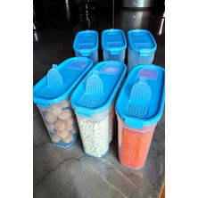 Feyza Design 6'lı Soft Mavi Sızdırmaz Erzak Saklama Kutu Seti 3lt