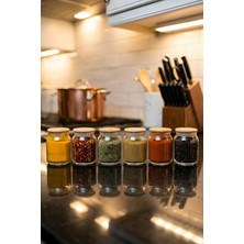 Feyza Design 6’lı Vakumlu Cam Saklama Kabı Seti, Bambu Kapaklı, 275 cc