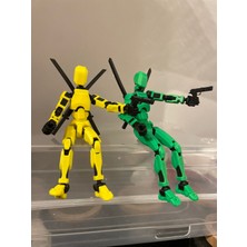 M&D Design Dummy 13 Robot Oyuncak Ikili Set - Aksiyon Figürü Pozlanabilir (Sarı-Yeşil) (Silah ve Kılıç Hediyeli)