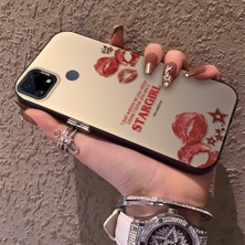 HONTINGA Realme C25 ile Uyumlu Kılıfı Silikon Kenar Sert Arka Düşüme Önleyici Basitlik Anti Düşme Kamera Korumali Öpücük Izi Desen Telefon Kılıfı Kadın ve Erkek Için Uygundur K1-0724