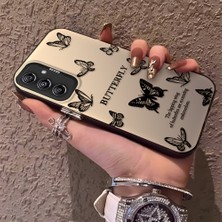 HONTINGA Samsung Galaxy A24 ile Uyumlu Kılıfı Silikon Kenar Sert Arka Düşüme Önleyici Basitlik Anti Düşme Kamera Korumali Siyah Kelebek Desen Telefon Kılıfı Kadın ve Erkek Için Uygundur K1-0721