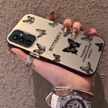 HONTINGA Samsung Galaxy M23 ile Uyumlu Kılıfı Silikon Kenar Sert Arka Düşüme Önleyici Basitlik Anti Düşme Kamera Korumali Siyah Kelebek Desen Telefon Kılıfı Kadın ve Erkek Için Uygundur K1-0721