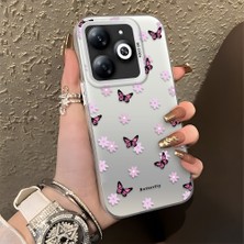 HONTINGA Infinix Smart 8 Pro ile Uyumlu Kılıfı Silikon Kenar Sert Arka Düşüme Önleyici Basitlik Anti Düşme Kamera Korumali Küçük Kelebek Desen Telefon Kılıfı Kadın ve Erkek Için Uygundur K1-0718