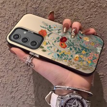 HONTINGA Samsung Galaxy S24 ile Uyumlu Kılıfı Silikon Kenar Sert Arka Düşüme Önleyici Basitlik Anti Düşme Kamera Korumali Çiçekler Desen Telefon Kılıfı Kadın ve Erkek Için Uygundur K1-0722