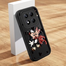 HONTINGA Xiaomi Redmi Note 14 Pro ile Uyumlu Kılıfı Düşüme Önleyici Basitlik Anti Düşme Kamera Korumali Mickey ve Minnie Desen Siyah Yumuşak Silikon Telefon Kılıfı Kadın ve Erkek Için Uygundur K2-0399