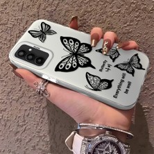 HONTINGA Samsung Galaxy M23 ile Uyumlu Kılıfı Silikon Kenar Sert Arka Düşüme Önleyici Basitlik Anti Düşme Kamera Korumali Renkli Kelebek Desen Telefon Kılıfı Kadın ve Erkek Için Uygundur K1-0723