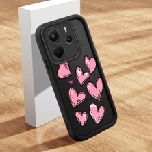 HONTINGA Xiaomi Redmi Note 14 ile Uyumlu Kılıfı Düşüme Önleyici Basitlik Anti Düşme Kamera Korumali Pembe Kalp Desen Siyah Yumuşak Silikon Telefon Kılıfı Kadın ve Erkek Için Uygundur K2-0405
