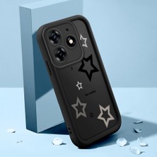 HONTINGA Tecno Spark 10 Pro ile Uyumlu Kılıfı Düşüme Önleyici Basitlik Anti Düşme Kamera Korumali Yıldız Desen Siyah Yumuşak Silikon Telefon Kılıfı Kadın ve Erkek Için Uygundur K2-0402