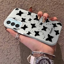 HONTINGA Samsung Galaxy M15 ile Uyumlu Kılıfı Silikon Kenar Sert Arka Düşüme Önleyici Basitlik Anti Düşme Kamera Korumali Siyah Kelebek Desen Telefon Kılıfı Kadın ve Erkek Için Uygundur K1-0721
