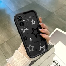 HONTINGA Tecno Camon 19 Neo ile Uyumlu Kılıfı Düşüme Önleyici Basitlik Anti Düşme Kamera Korumali Siyah Yıldız Desen Siyah Yumuşak Silikon Telefon Kılıfı Kadın ve Erkek Için Uygundur K2-0403