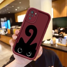 HONTINGA Xiaomi Redmi Note 10 4g ile Uyumlu Kılıfı Düşüme Önleyici Basitlik Anti Düşme Kamera Korumali Kedi Desen Bordo Yumuşak Silikon Telefon Kılıfı Kadın ve Erkek Için Uygundur K2-7213