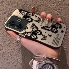 HONTINGA Xiaomi Redmi 13 4g ile Uyumlu Kılıfı Silikon Kenar Sert Arka Düşüme Önleyici Basitlik Anti Düşme Kamera Korumali Kelebek Desen Telefon Kılıfı Kadın ve Erkek Için Uygundur K1-0719