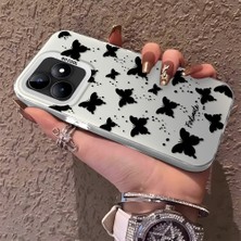 HONTINGA Realme C53 ile Uyumlu Kılıfı Silikon Kenar Sert Arka Düşüme Önleyici Basitlik Anti Düşme Kamera Korumali Siyah Kelebek Desen Telefon Kılıfı Kadın ve Erkek Için Uygundur K1-0721