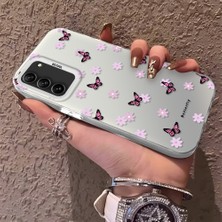 HONTINGA Samsung Galaxy S21 Fe ile Uyumlu Kılıfı Silikon Kenar Sert Arka Düşüme Önleyici Basitlik Anti Düşme Kamera Korumali Küçük Kelebek Desen Telefon Kılıfı Kadın ve Erkek Için Uygundur K1-0718