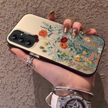 HONTINGA Samsung Galaxy A14 ile Uyumlu Kılıfı Silikon Kenar Sert Arka Düşüme Önleyici Basitlik Anti Düşme Kamera Korumali Çiçekler Desen Telefon Kılıfı Kadın ve Erkek Için Uygundur K1-0722